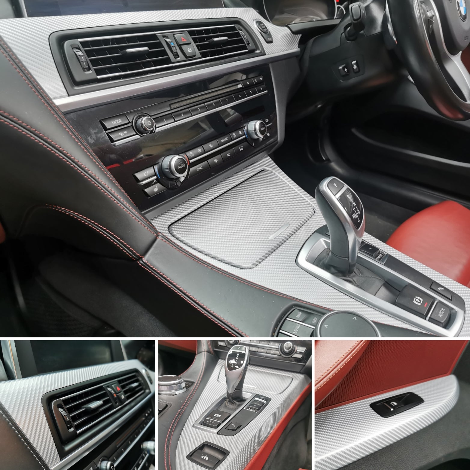 BMW 6-SERIES F12 F13 INTERIOR TRIM SET WRAPPING SERVICE - SILVER 4D CARBON